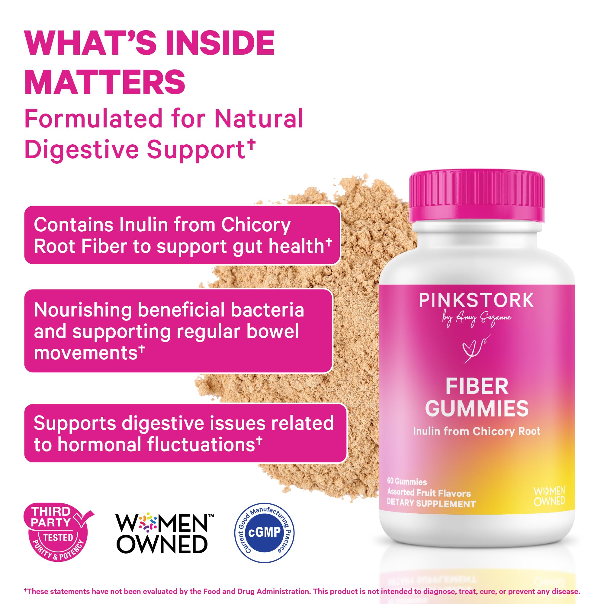 Pink Stork Fiber Gummies packaging side view