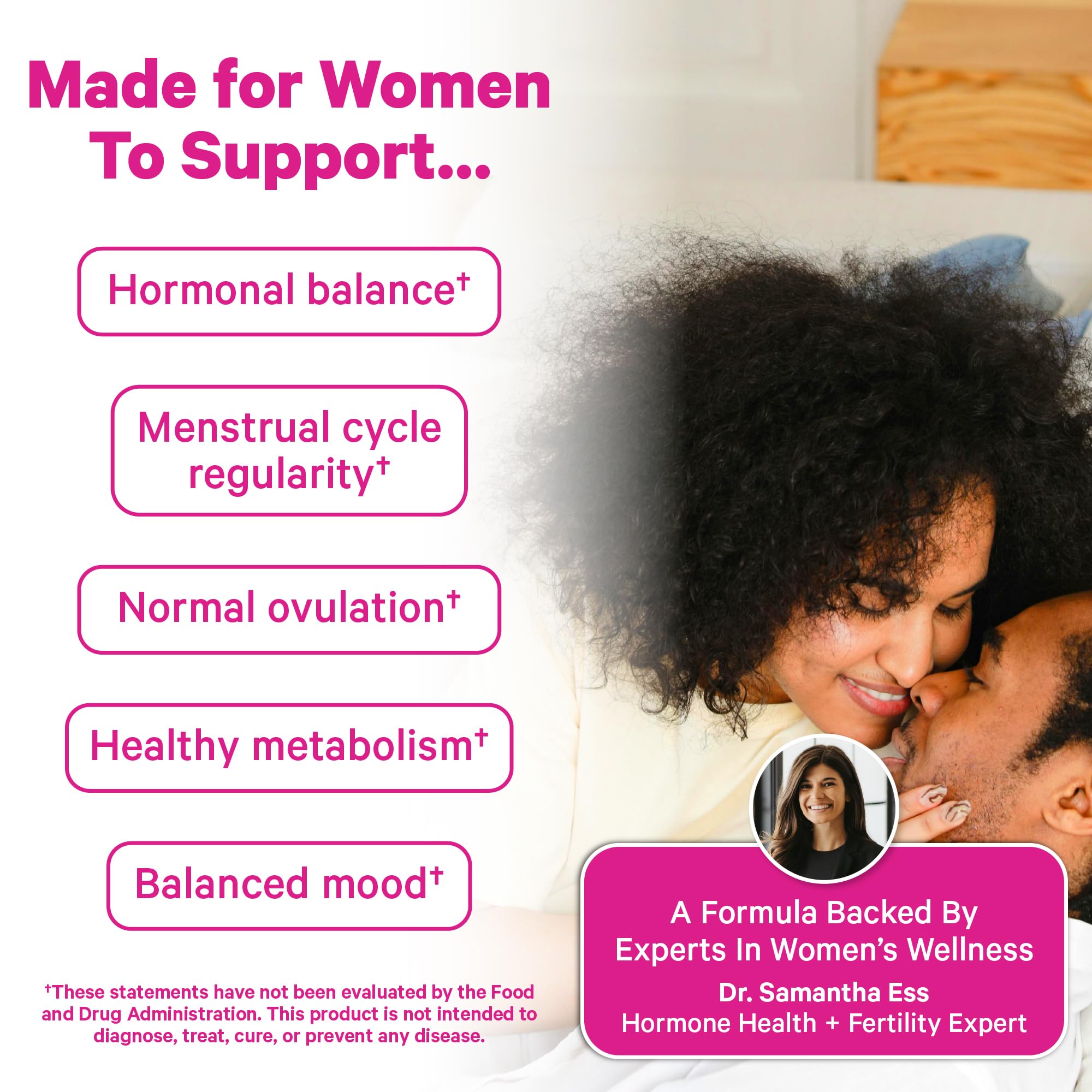 Pink Stork Inositol Supplement capsules on a wooden table