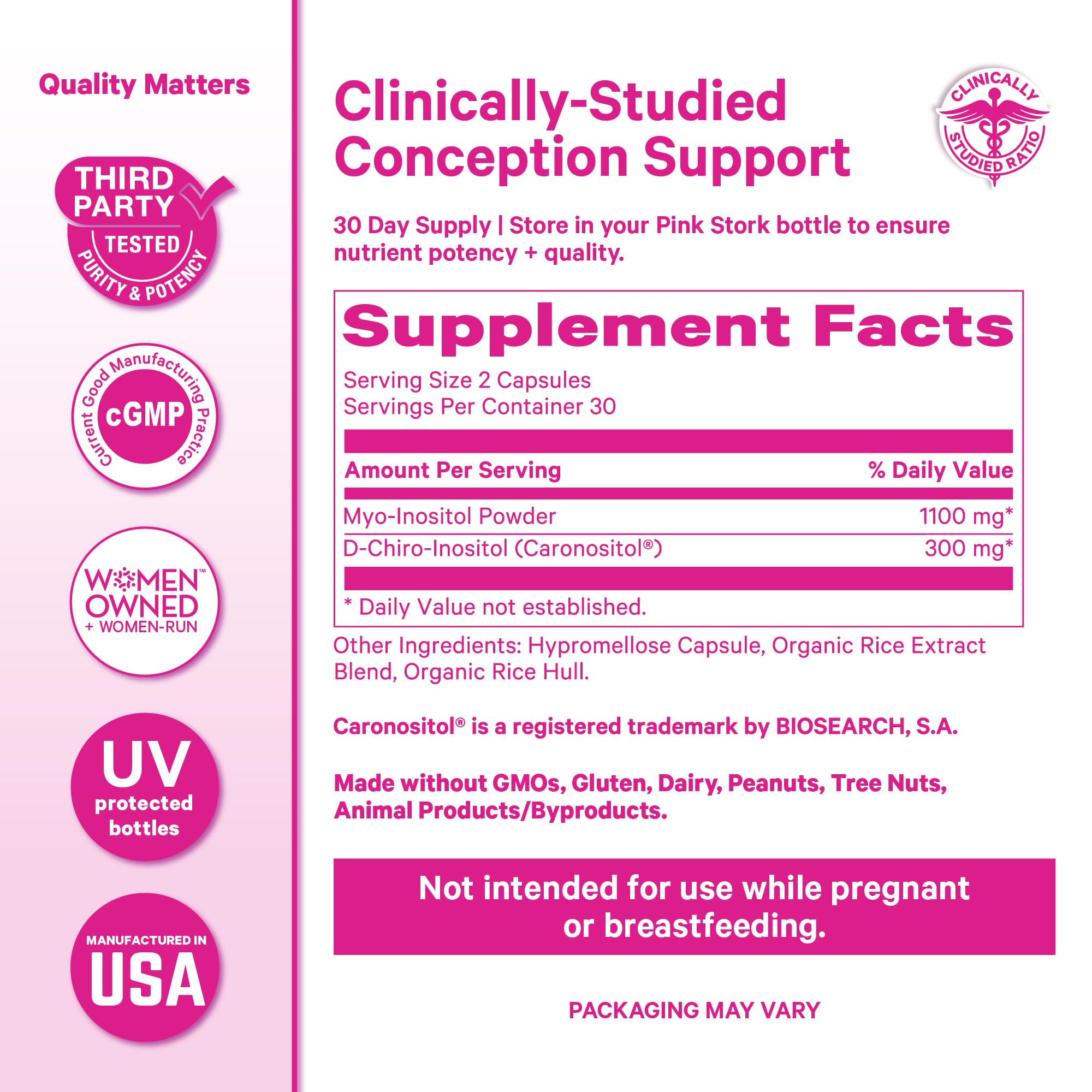 Pink Stork Inositol Supplement with fertility tea