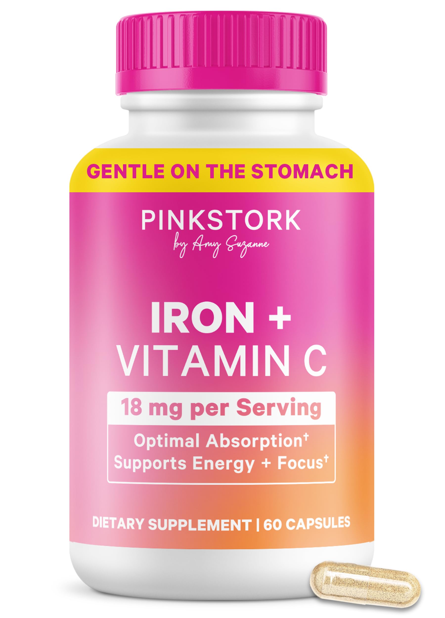Pink Stork Iron Supplement 60 capsules front view