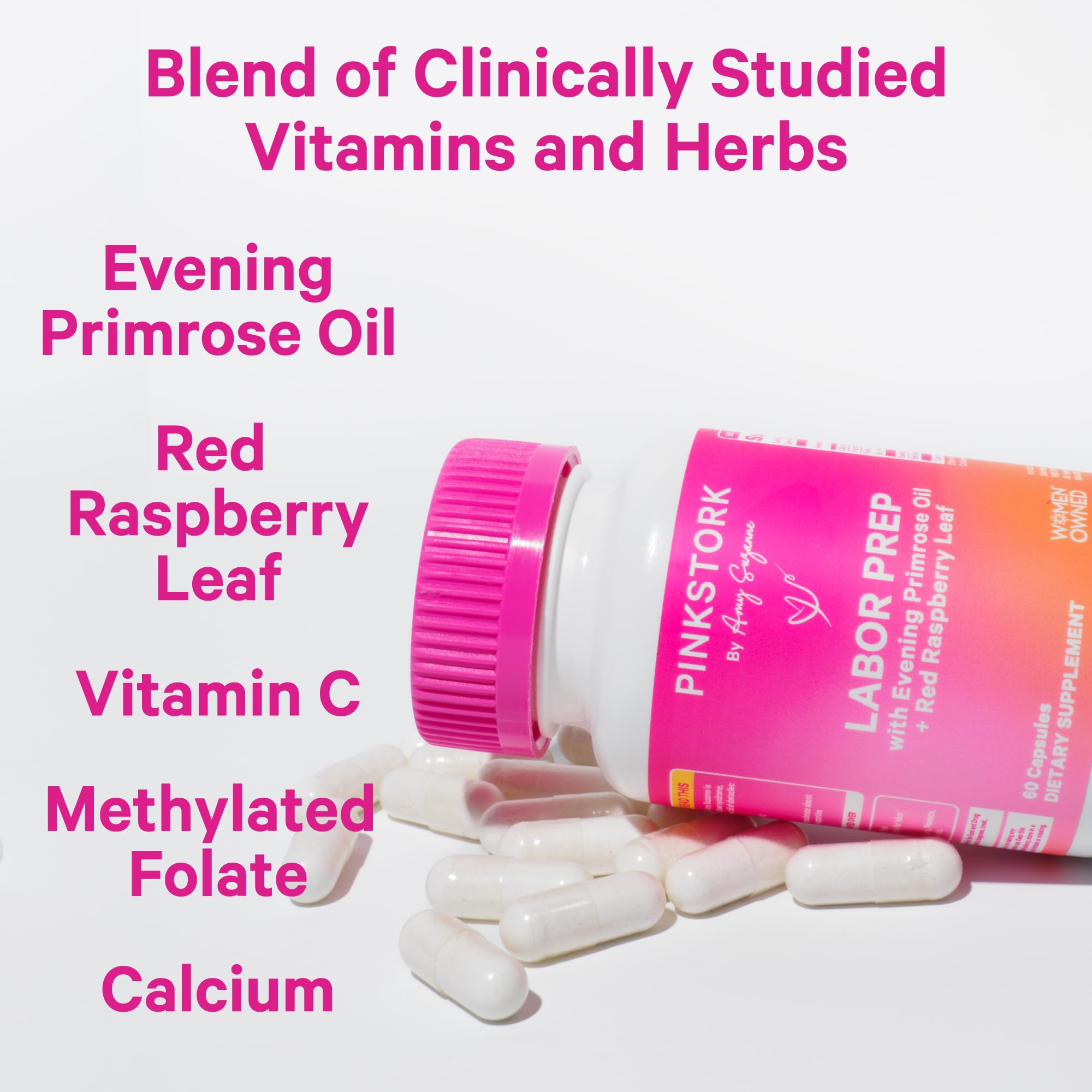 Pink Stork Labor Prep Evening Primrose Oil Capsules side view