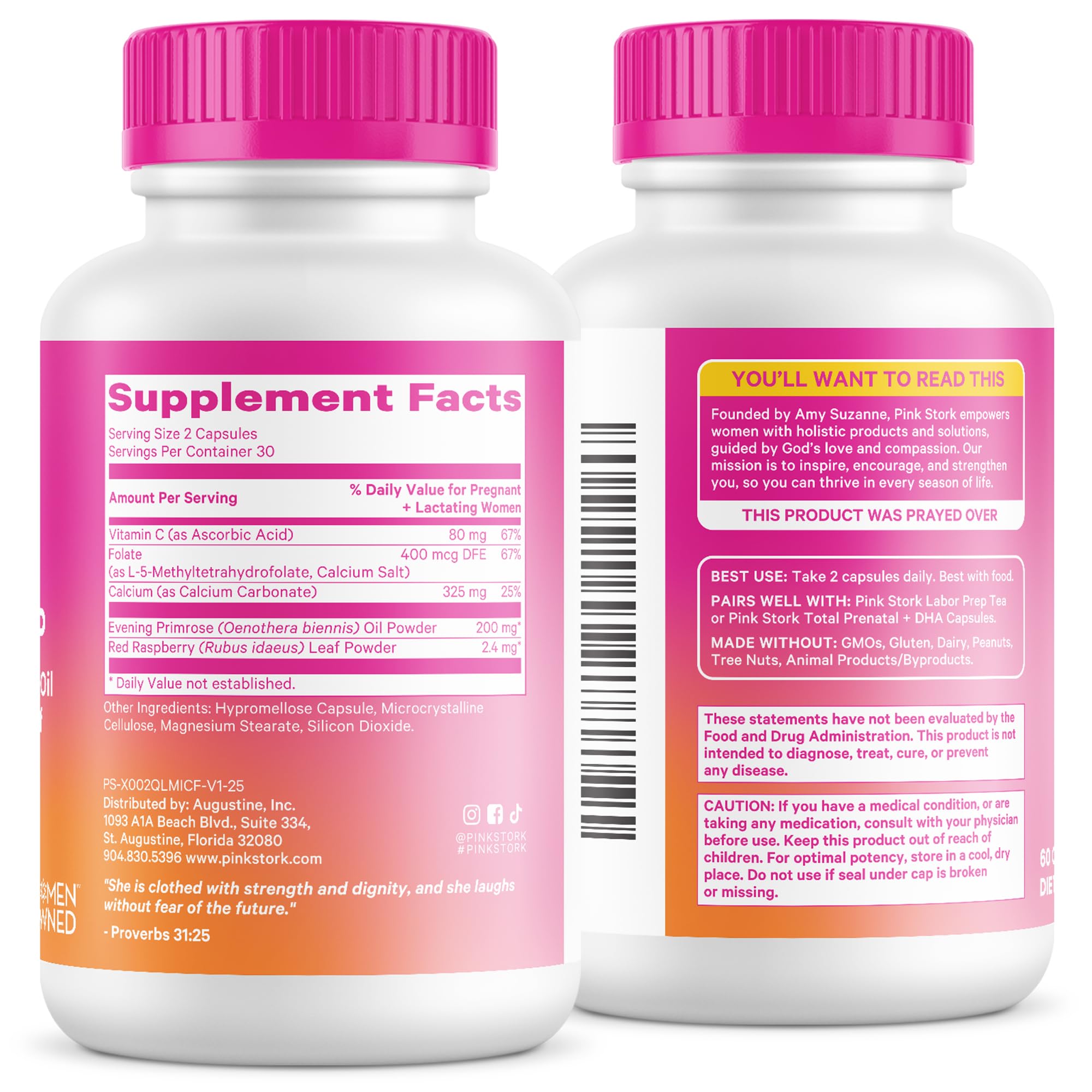 Pink Stork Labor Prep Evening Primrose Oil Capsules with tea