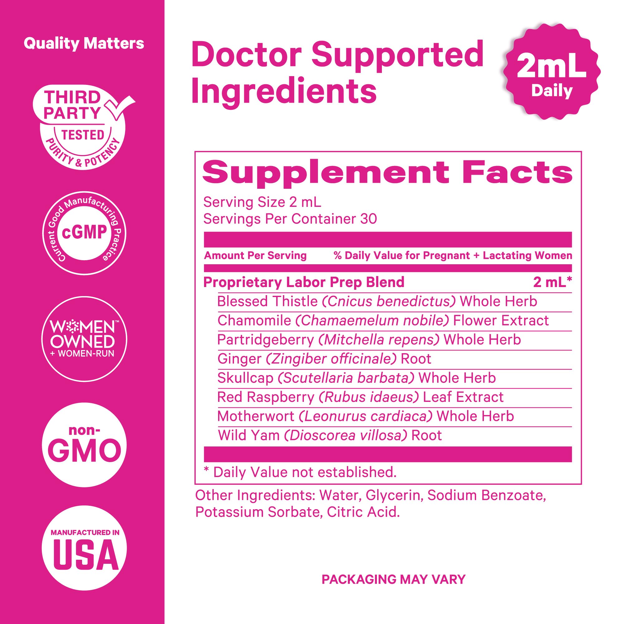 Pink Stork Labor Prep Tincture 2 oz with herbs