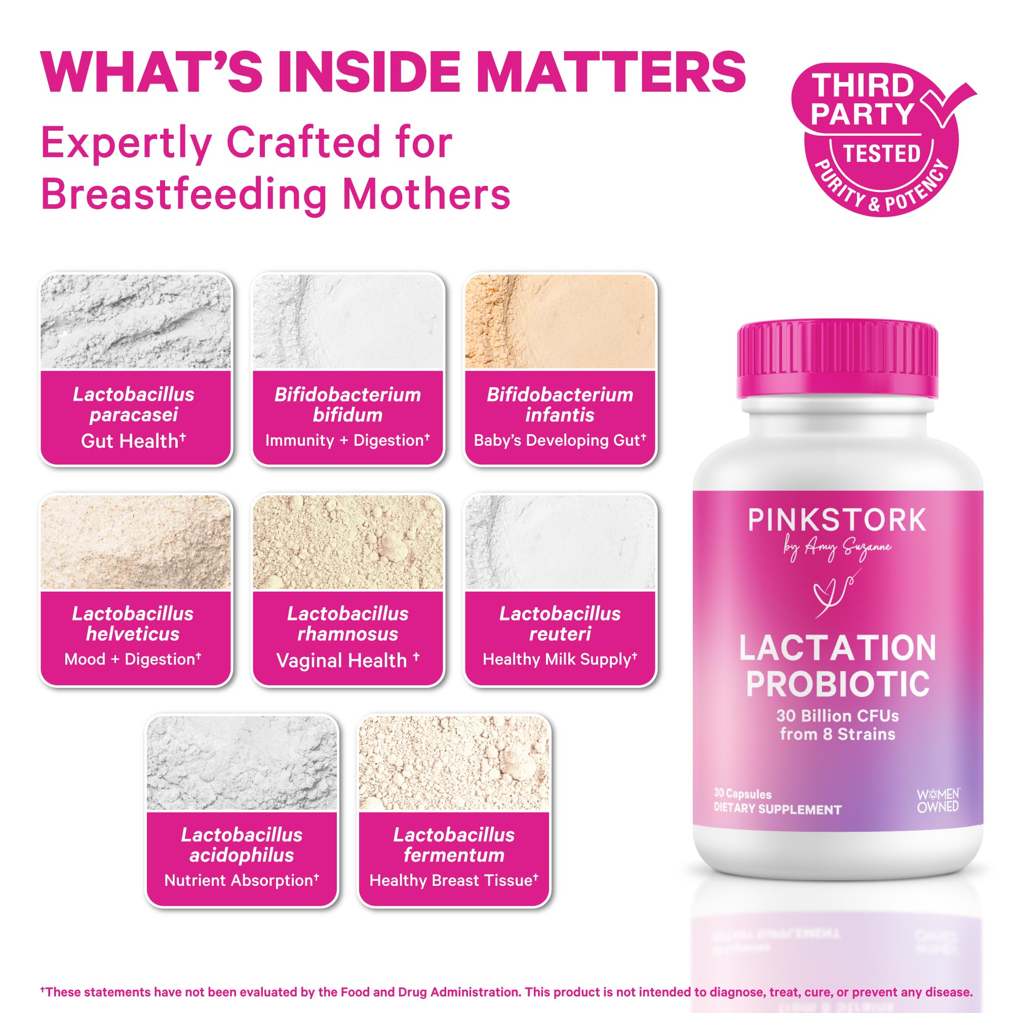 Pink Stork Lactation Probiotic bottle with label