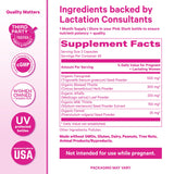 Pink Stork Lactation Support Supplement bottle with a measuring spoon
