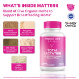 Pink Stork Lactation Support Supplement capsules on a wooden surface