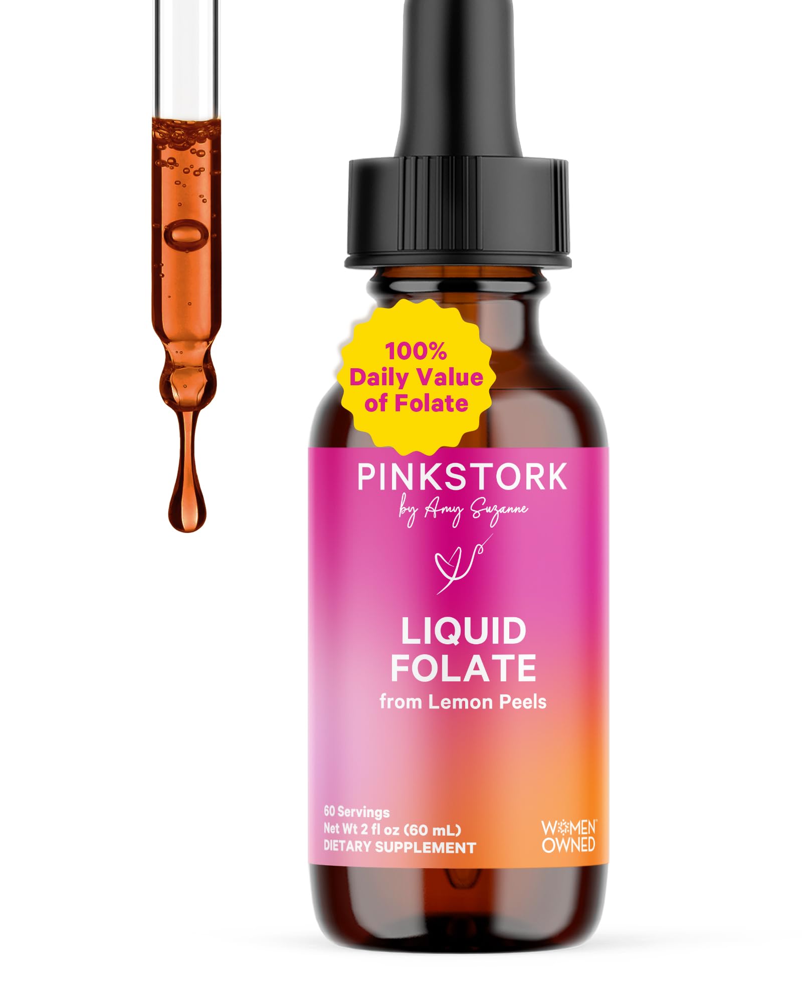 Pink Stork Liquid Folate 128g front view