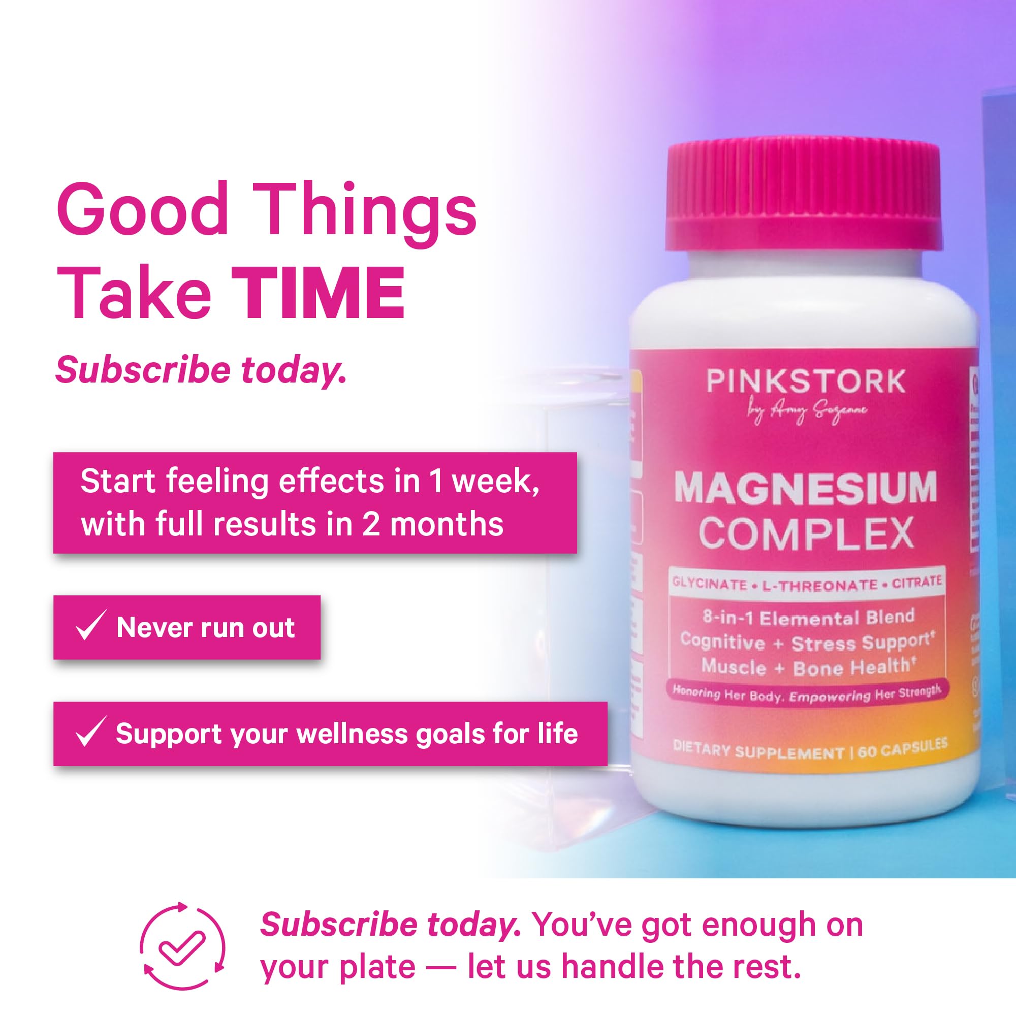 Pink Stork Magnesium Complex 420mg back view of packaging