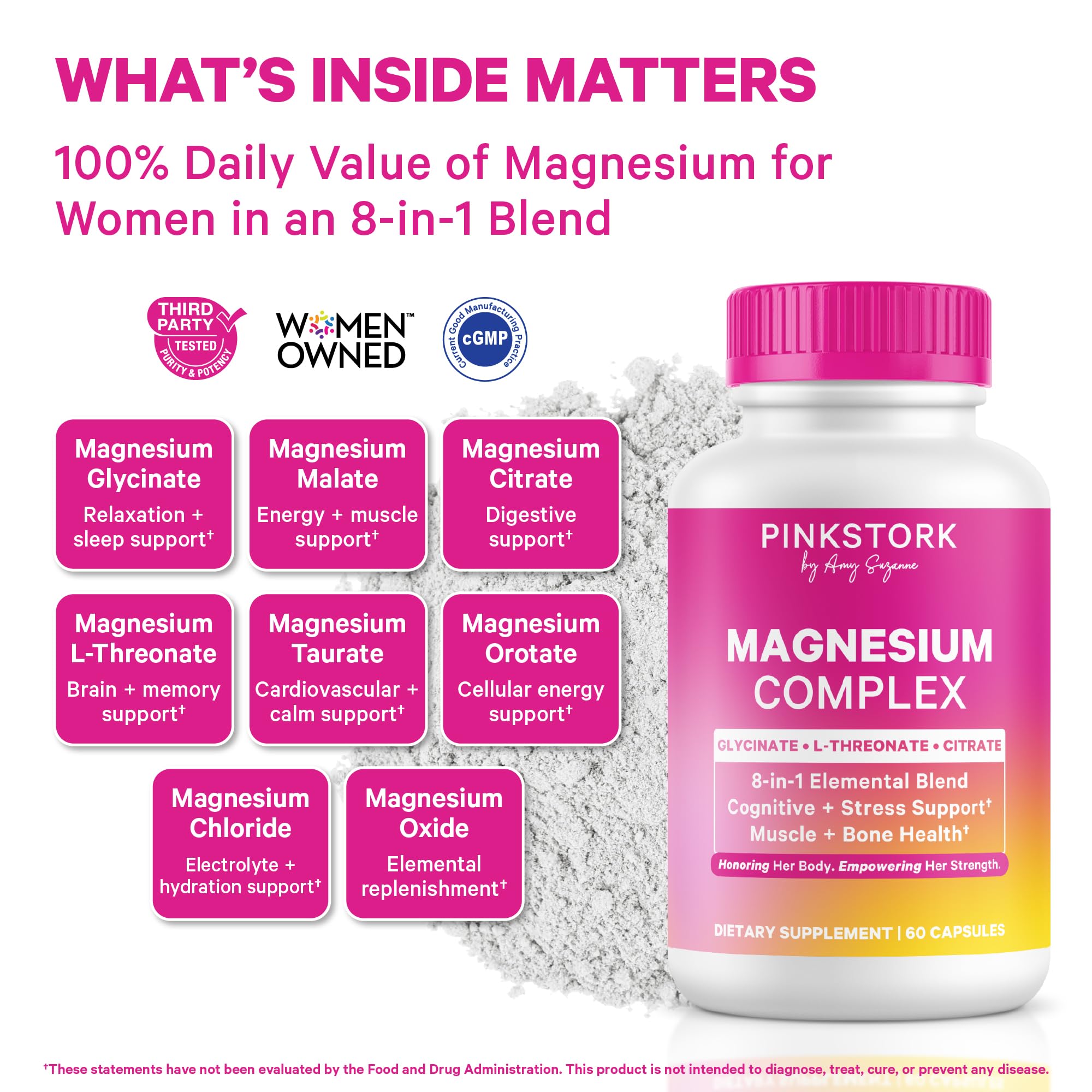 Pink Stork Magnesium Complex 420mg capsule close-up