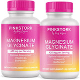 Pink Stork Magnesium Glycinate Capsules 60 count front view