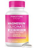 Pink Stork Magnesium Glycinate Capsules 60 count front view