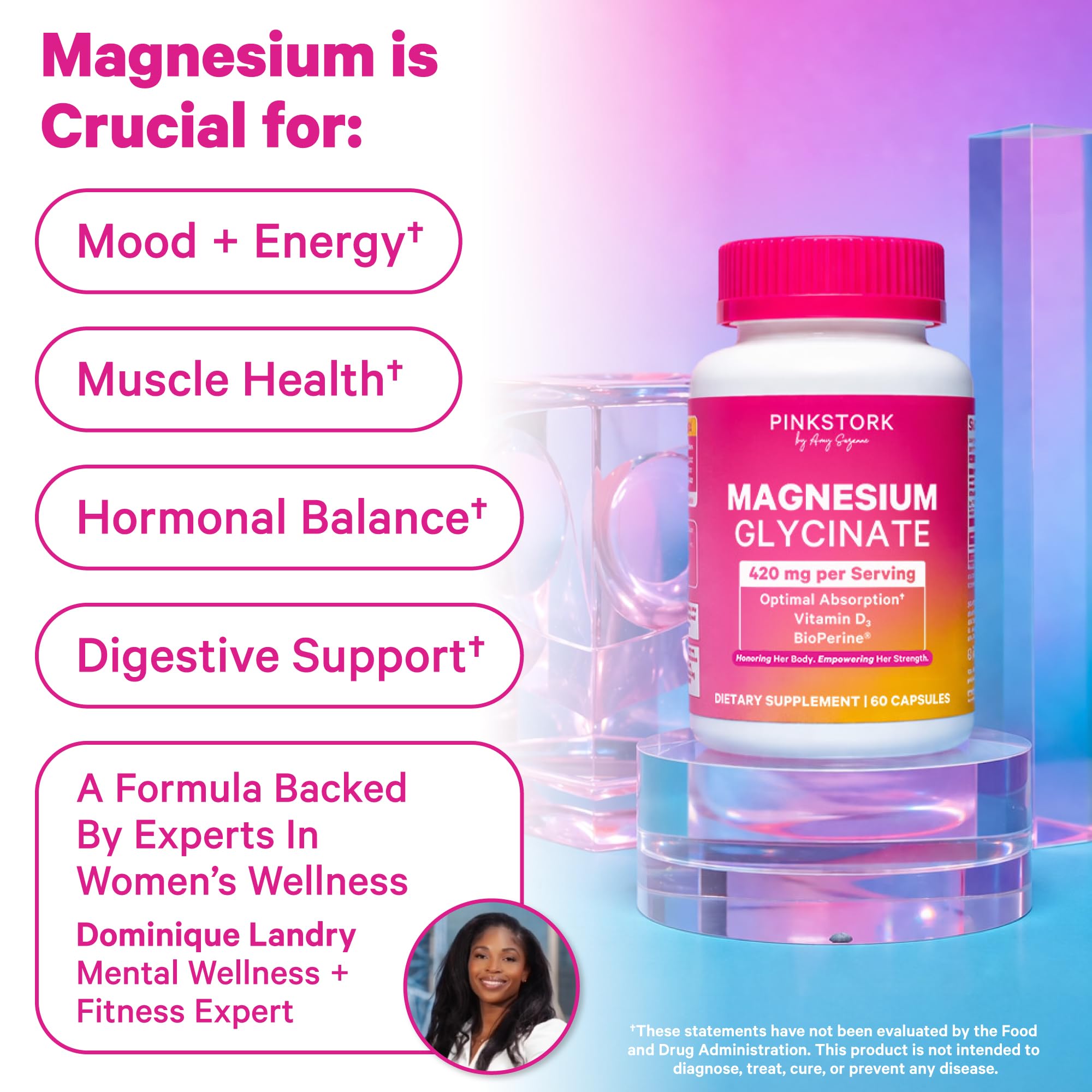 Pink Stork Magnesium Glycinate Capsules with Vitamin D3 ingredients list
