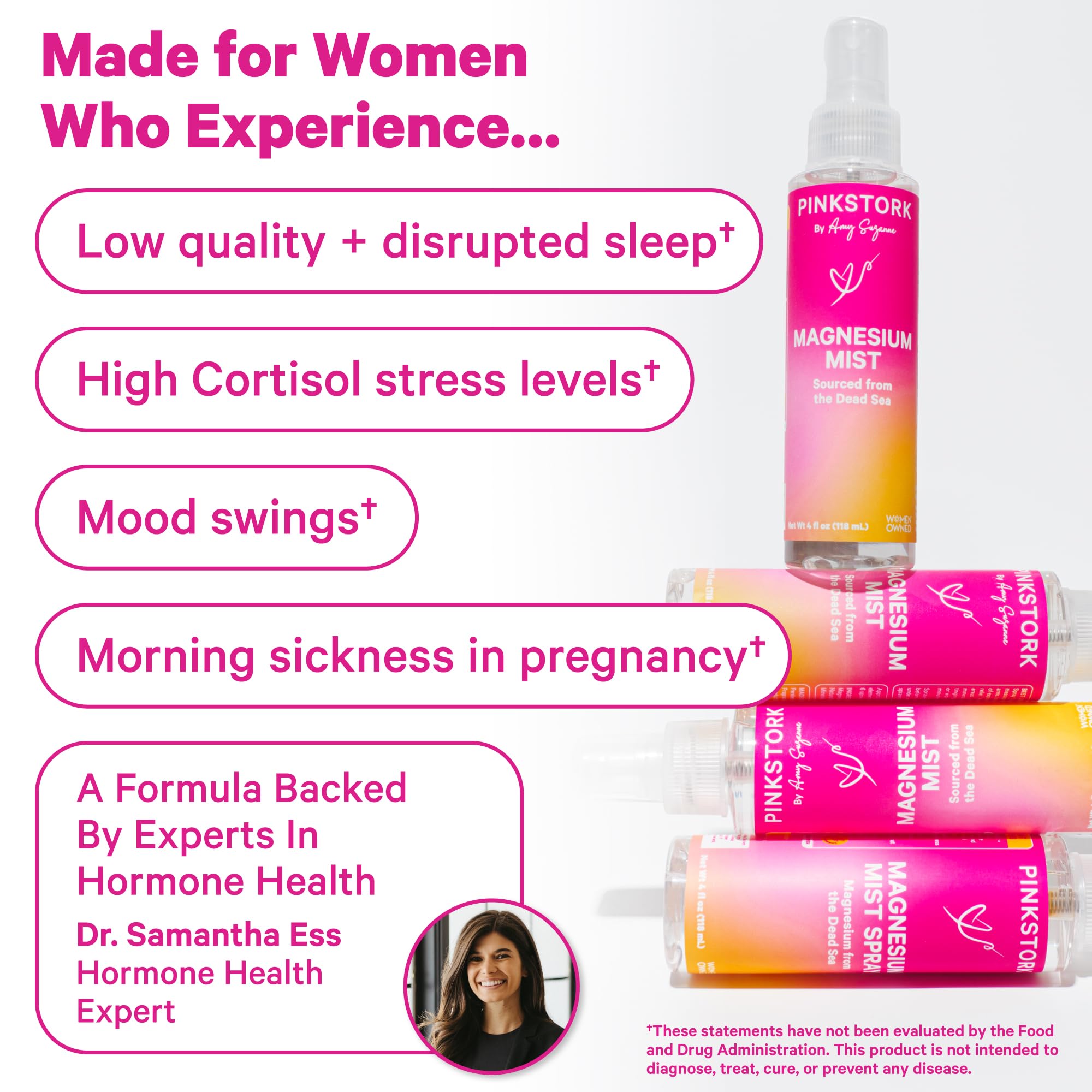 Pink Stork Magnesium Mist Spray 200mg side view