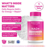 Pink Stork NAD+ Supplement capsule close-up