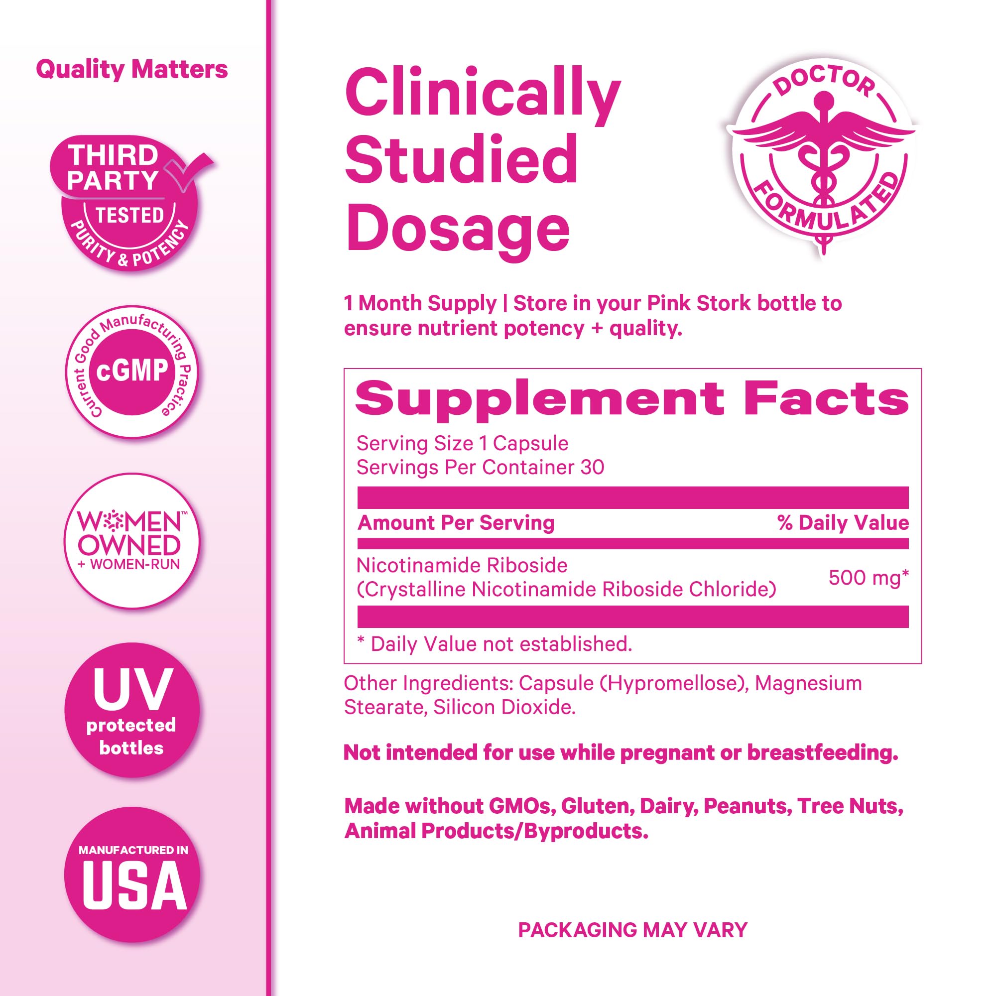Pink Stork NAD+ Supplement in a travel kit