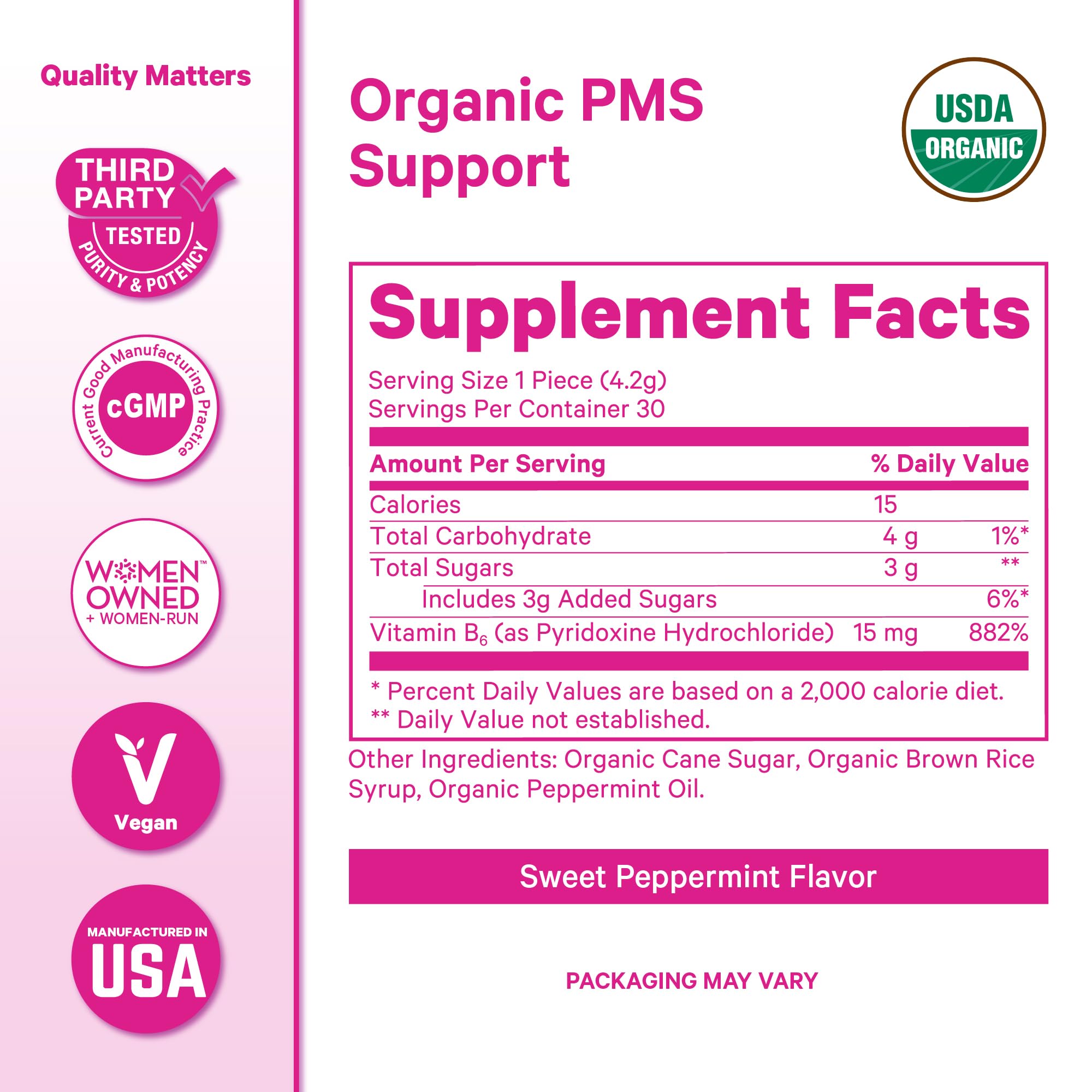 Pink Stork PMS Hard Candy Sweets on a kitchen counter