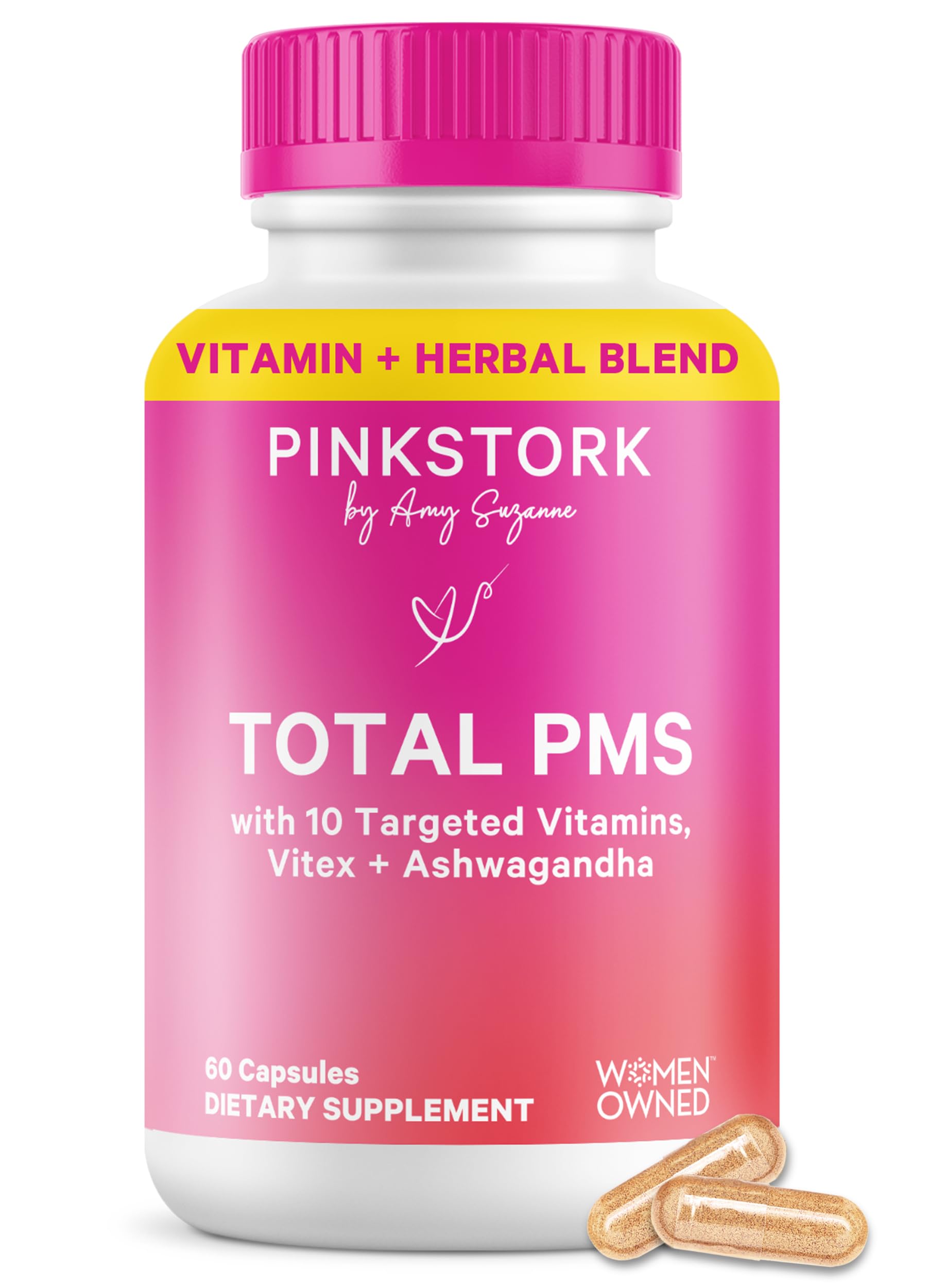 Pink Stork PMS Support Capsules front view with label