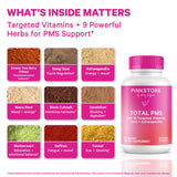 Pink Stork PMS Support Capsules side view showing dosage