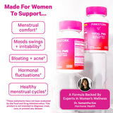 Pink Stork PMS Support Capsules with a measuring spoon