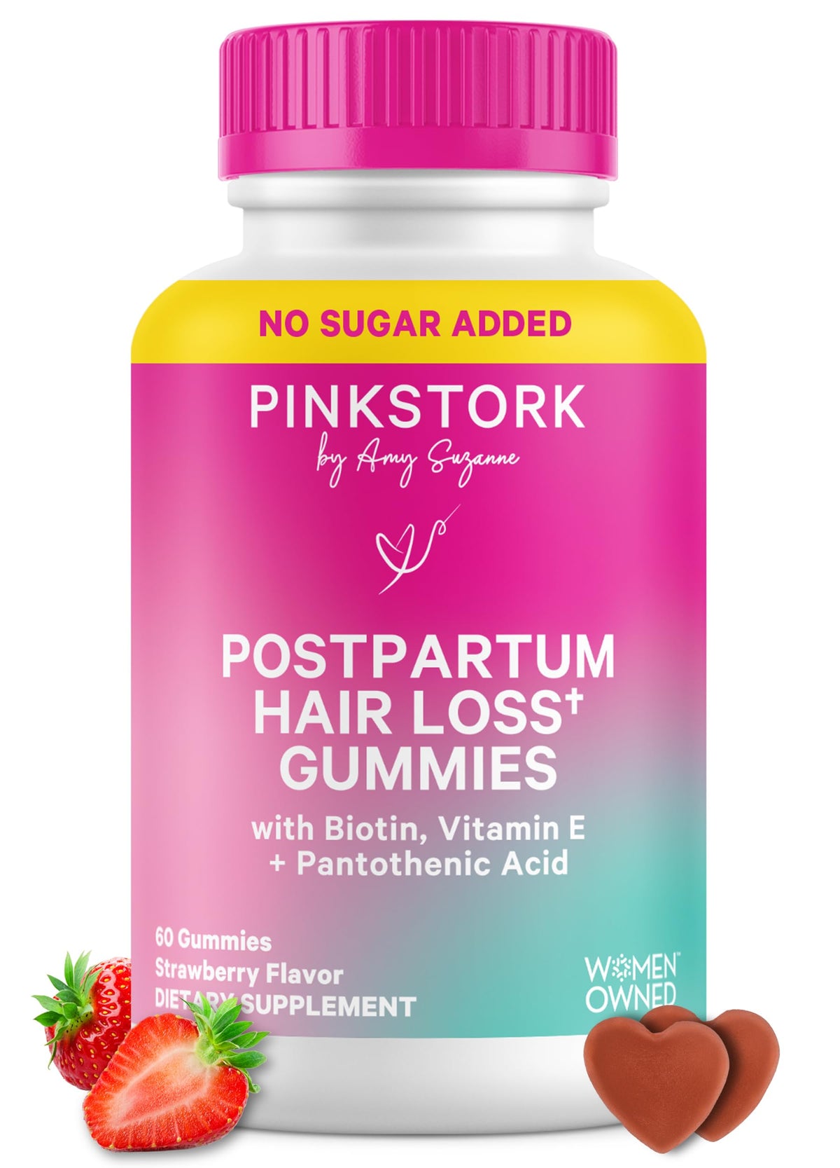 Pink Stork Postpartum Hair use Gummies front view