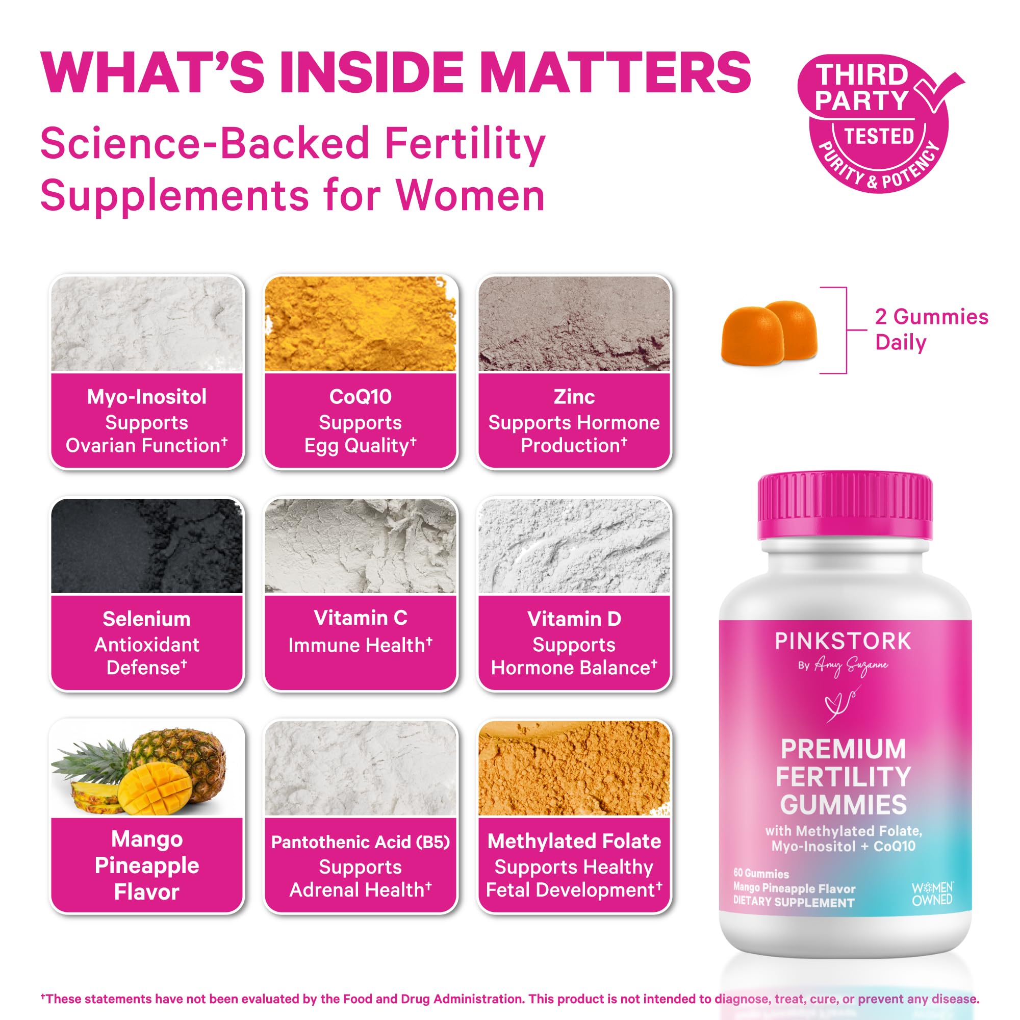Pink Stork Premium Fertility Gummies 227g packaging