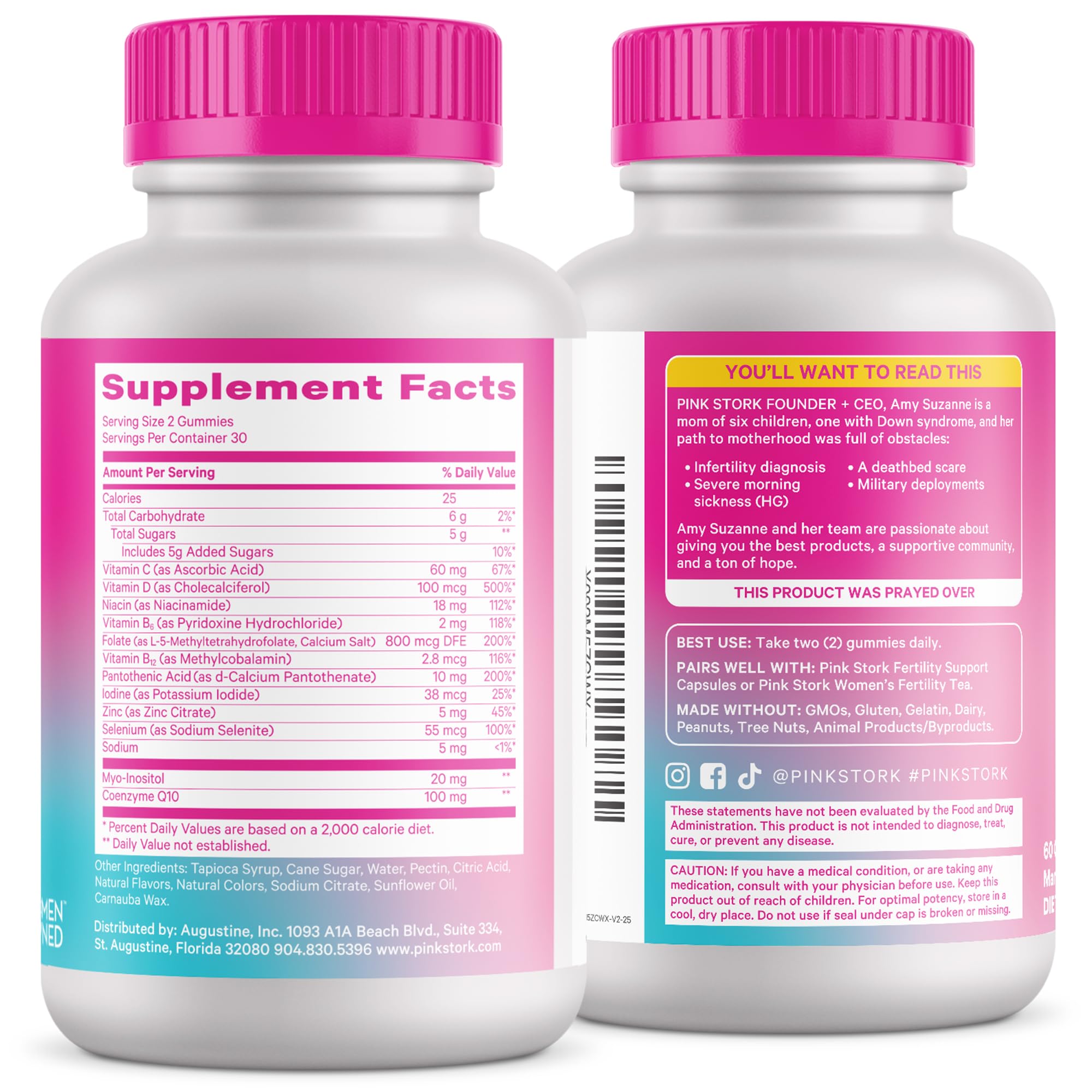 Pink Stork Premium Fertility Gummies 227g side view