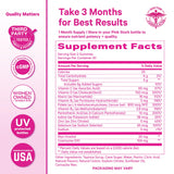 Pink Stork Premium Fertility Gummies with a glass of water