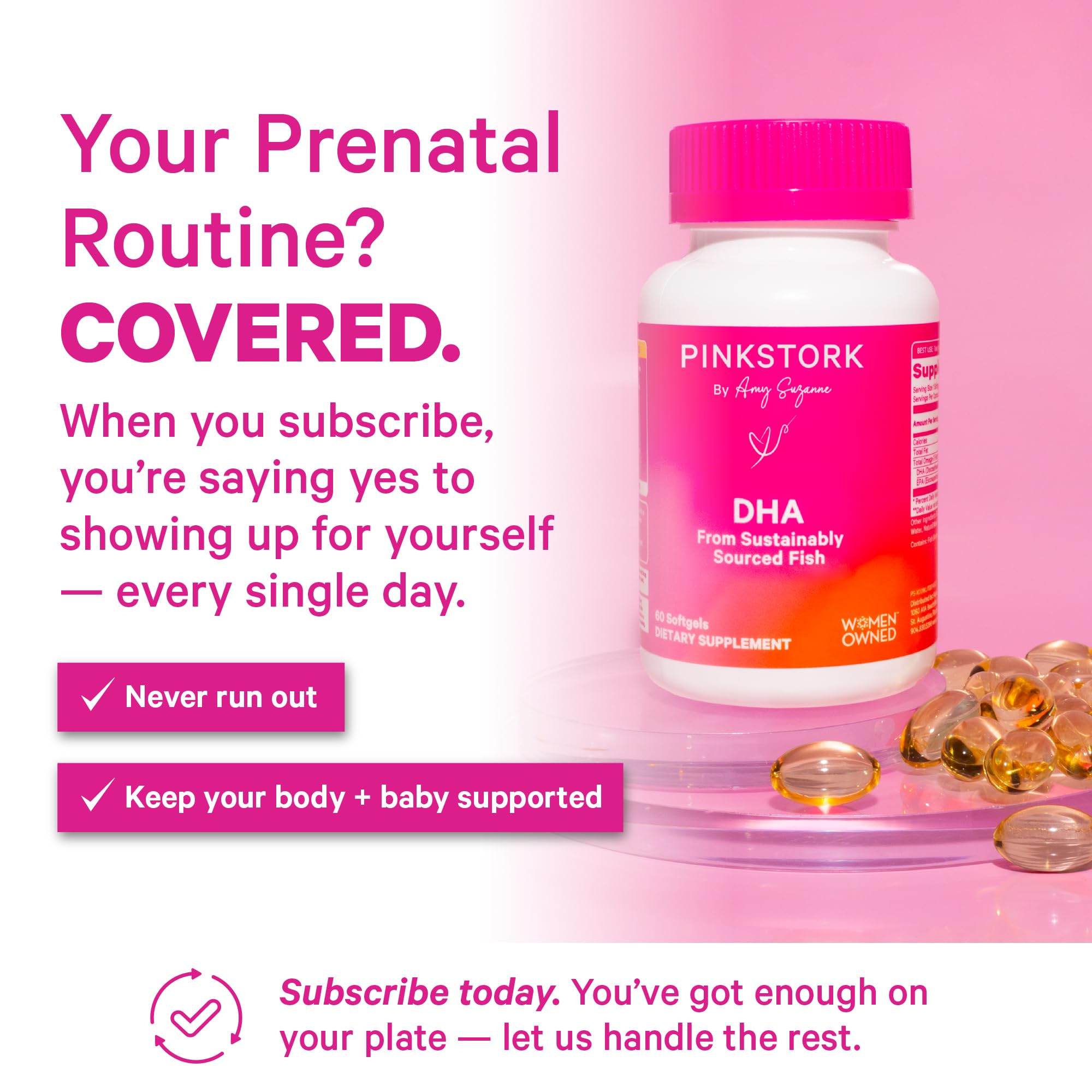 Pink Stork Prenatal DHA Omega 3 Supplement ingredients list