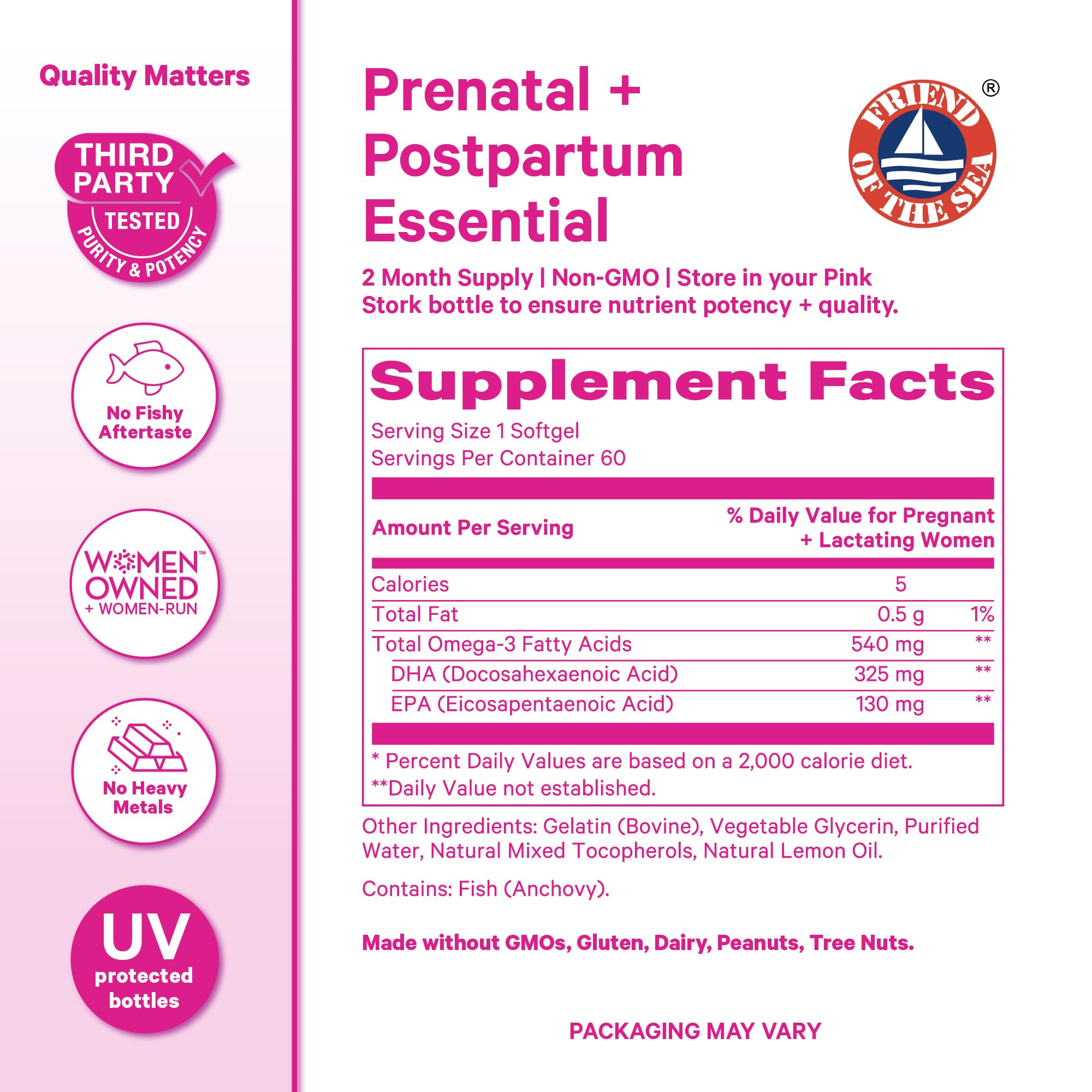 Pink Stork Prenatal DHA Omega 3 Supplement soft gel close-up