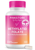 Pink Stork Prenatal Folate Supplement bottle front view