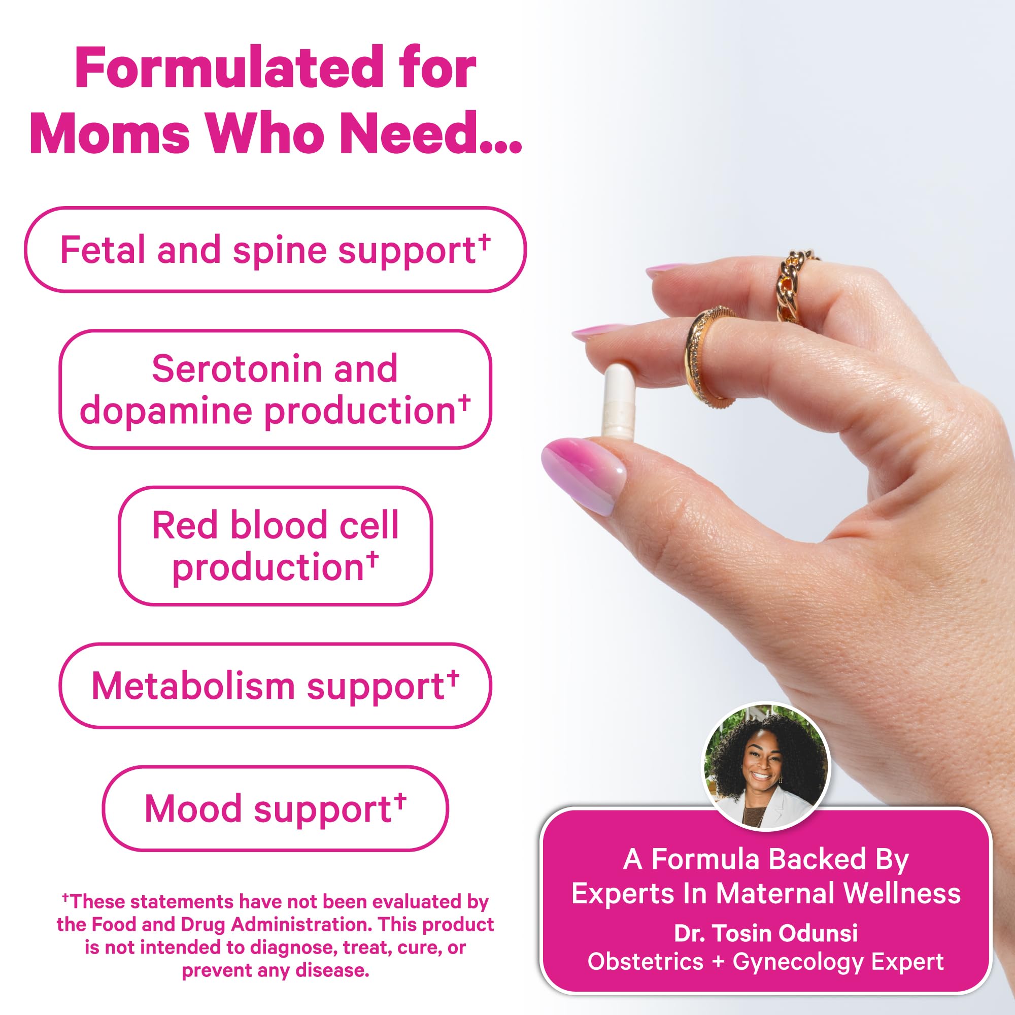 Pink Stork Prenatal Folate Supplement capsules close-up