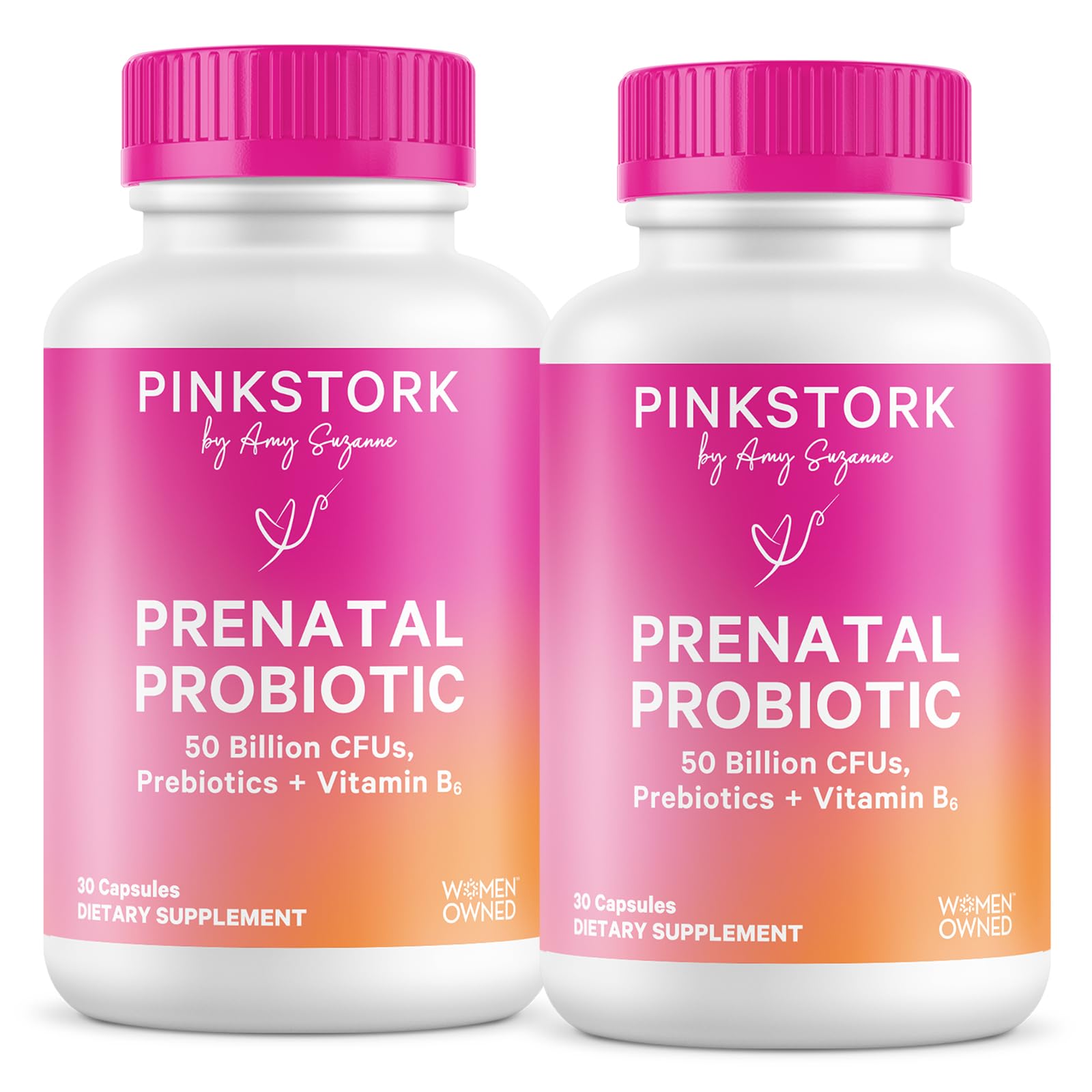 Pink Stork Prenatal Probiotic Capsules front view