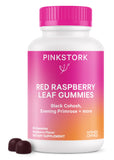Pink Stork Red Raspberry Leaf Gummies front view with packaging