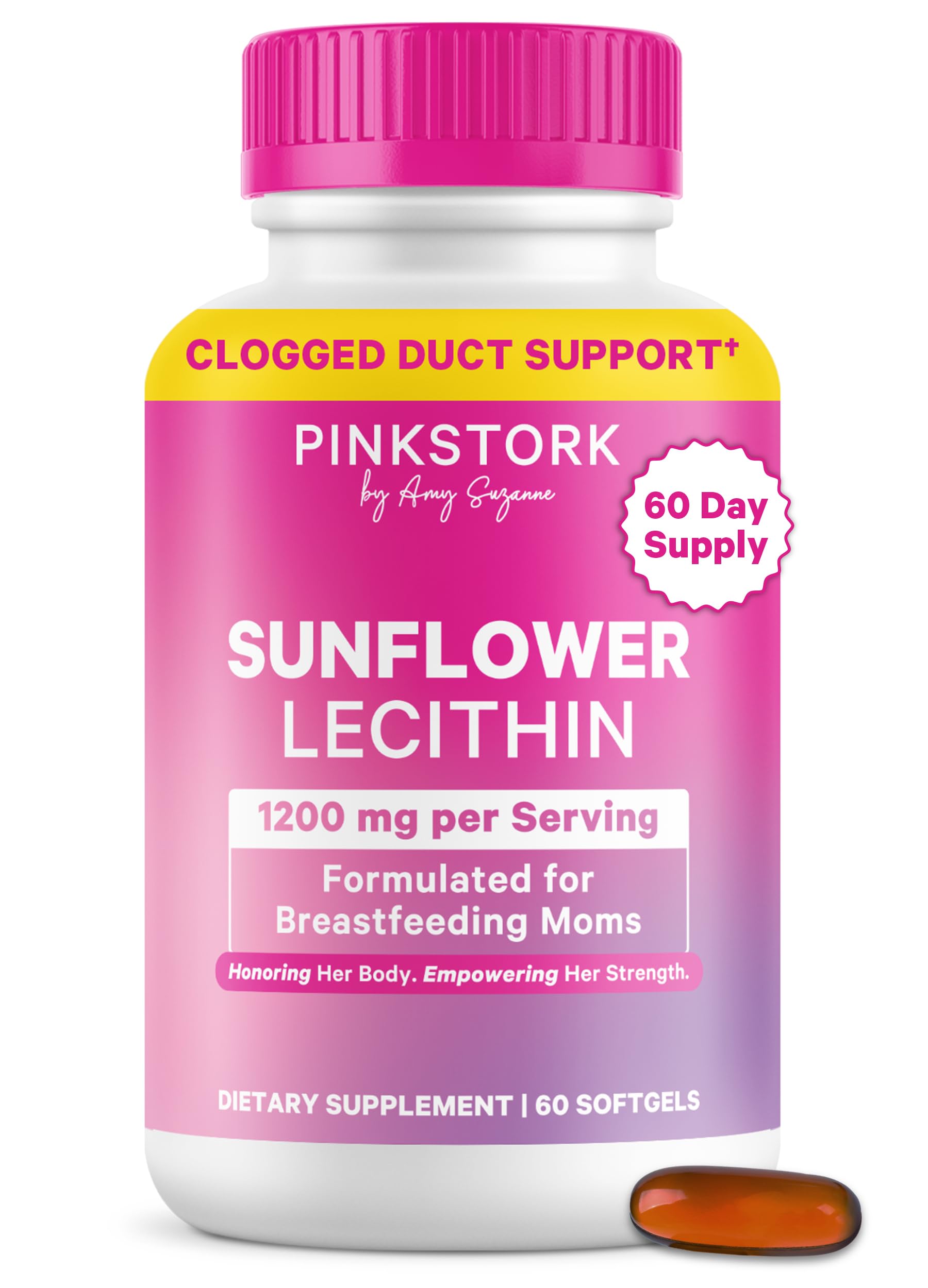 Pink Stork Sunflower Lecithin softgels front view