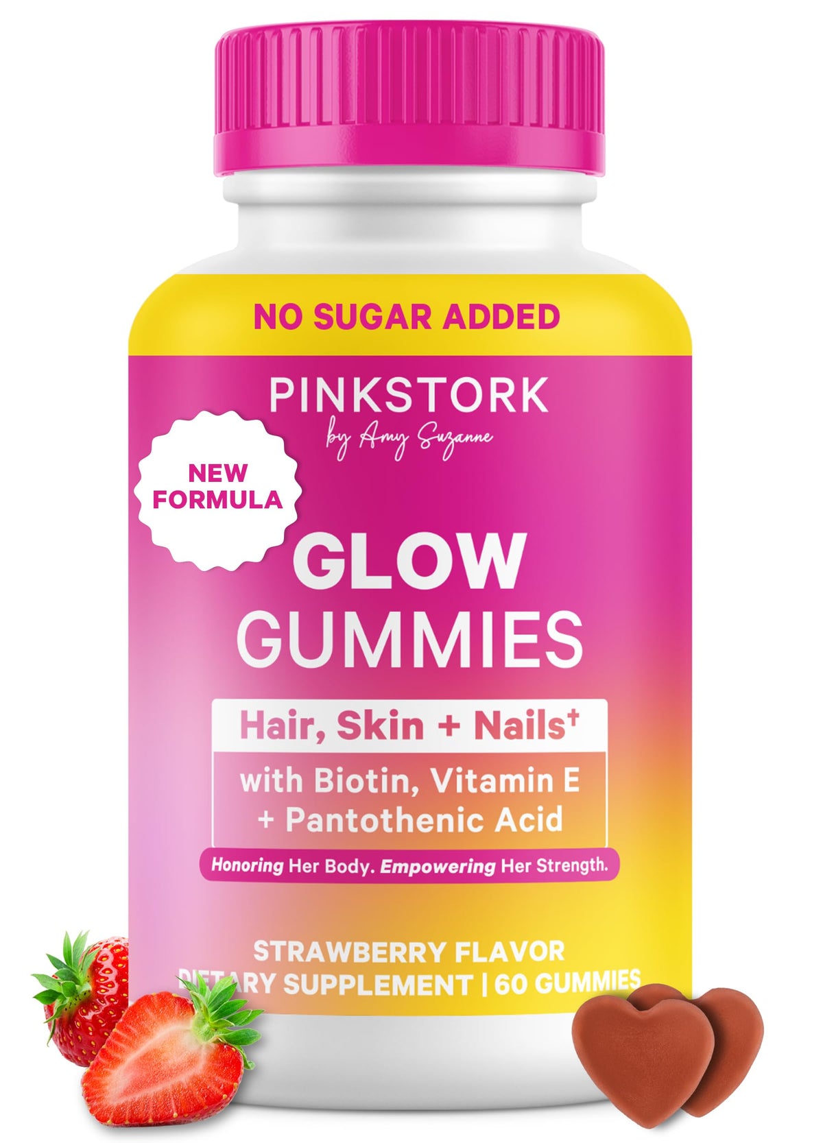 Pink Stork Total Glow Gummies front view with packaging