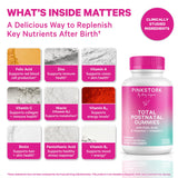 Pink Stork Total Postnatal Gummies bottle with label