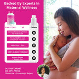 Pink Stork Total Postnatal Multivitamin capsules on a wooden surface