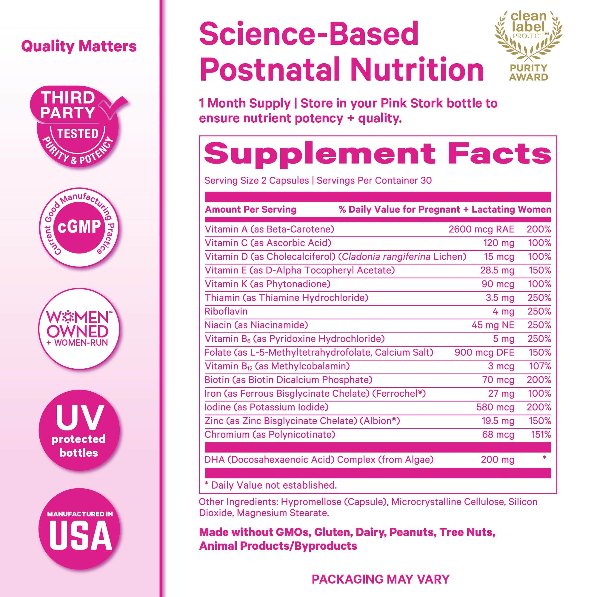 Pink Stork Total Postnatal Multivitamin with mint ScentCert insert