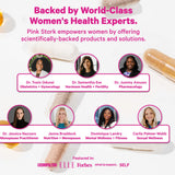 Pink Stork Total Women’s Multi 30 Capsules with a glass of water