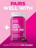 PINK Women's Probiotic Cranberry Supplement back view showing dosage information