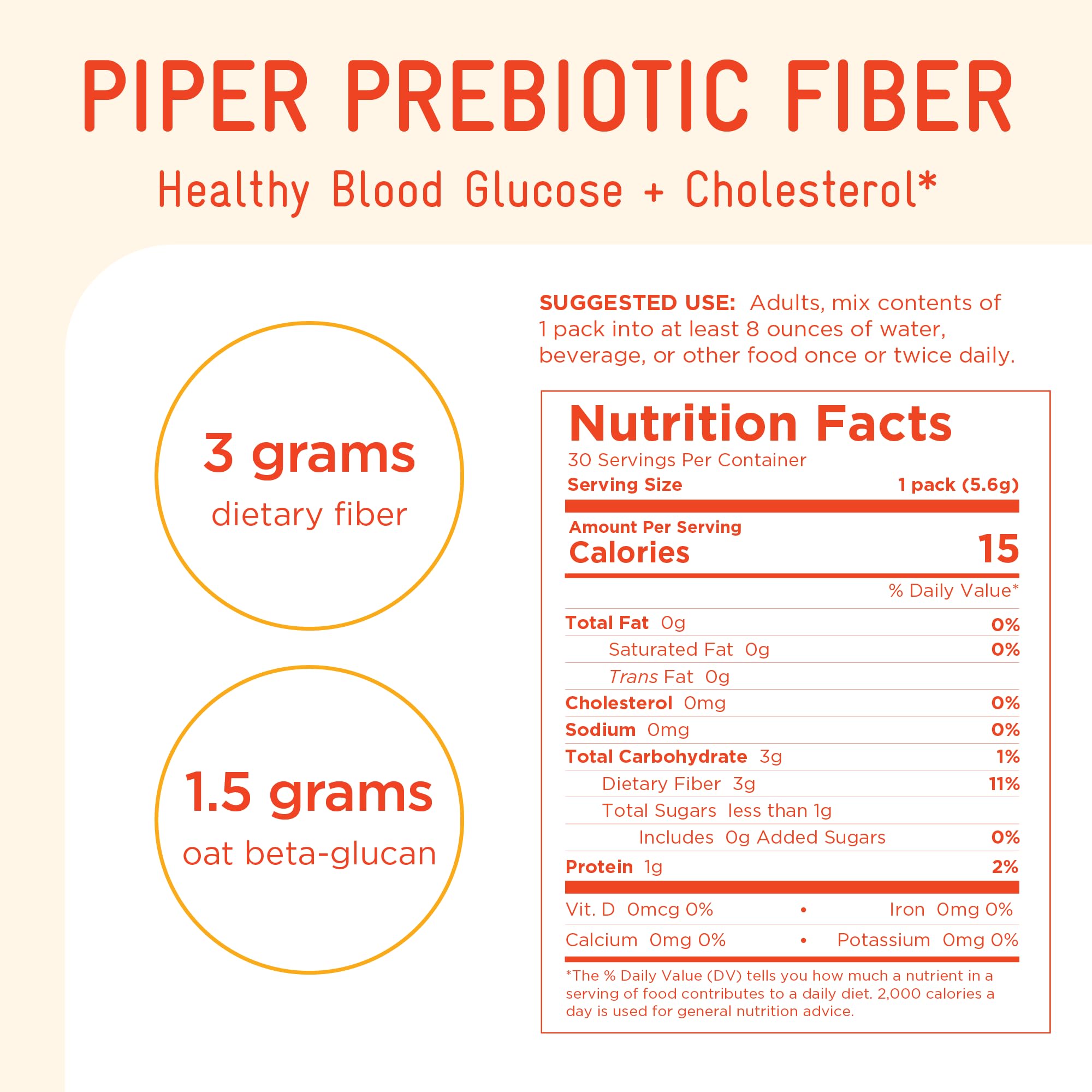 Piper Biosciences Prebiotic Fiber packaging