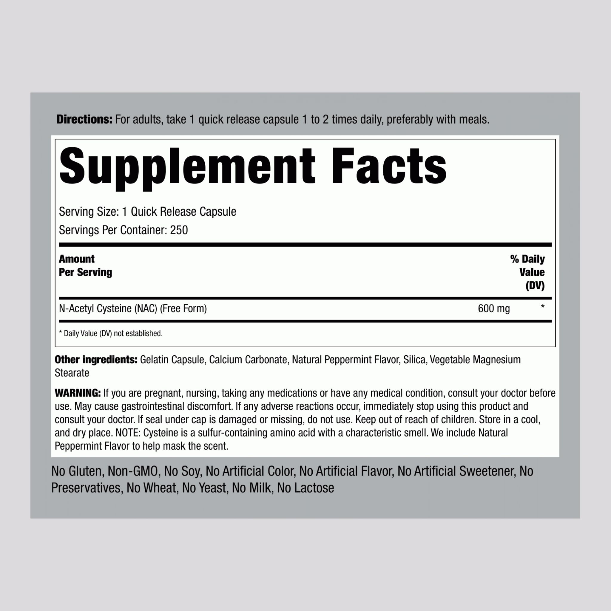 Piping Rock Acetyl-L-Carnitine 282g back view with ingredients