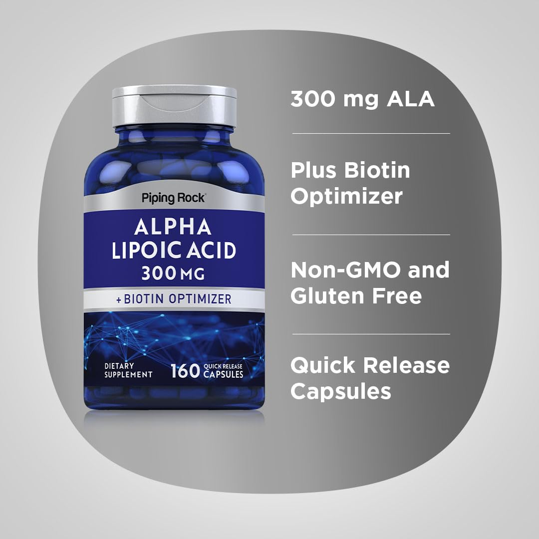 Piping Rock Alpha Lipoic Acid 300mg capsules with Biotin Optimizer