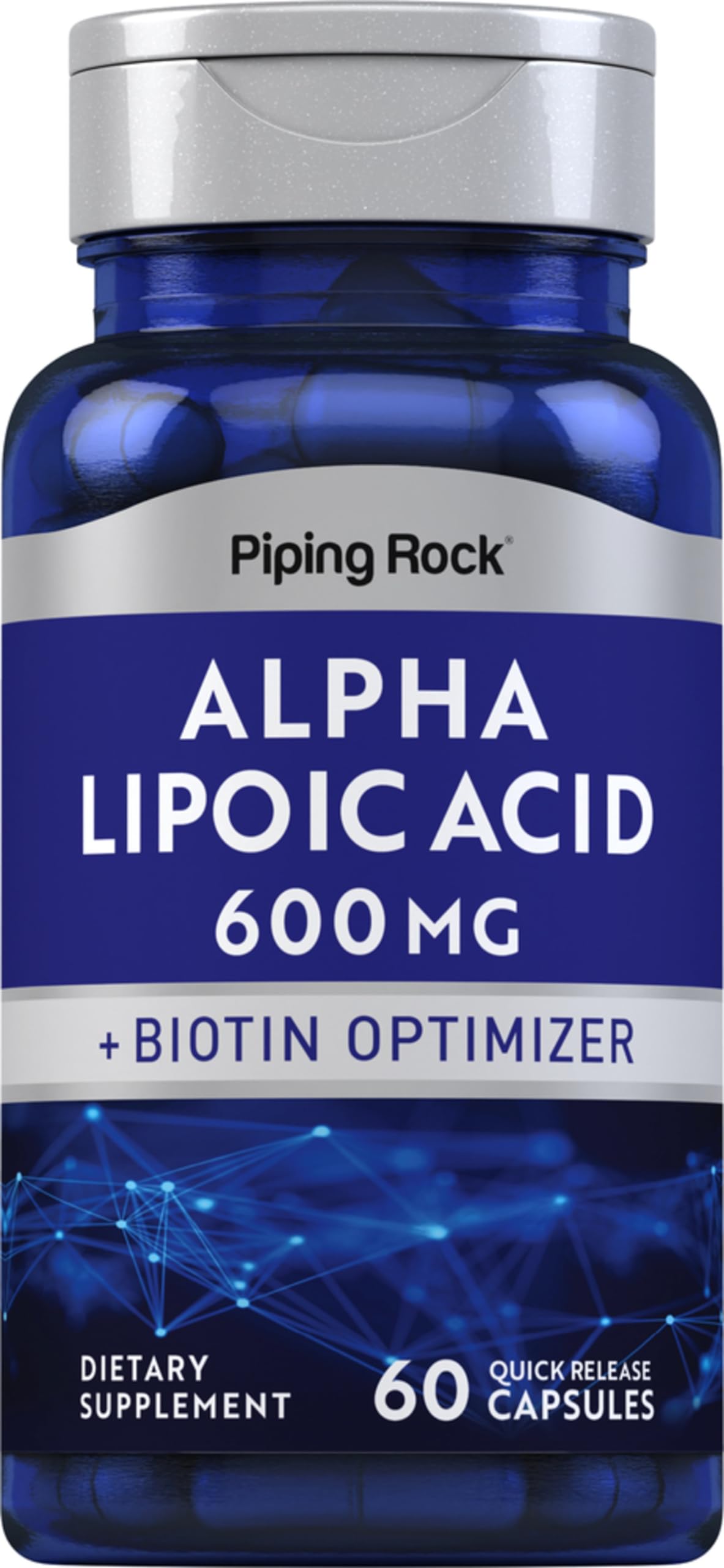 Piping Rock Alpha Lipoic Acid 600 mg capsules front view