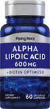 Piping Rock Alpha Lipoic Acid 600 mg capsules front view
