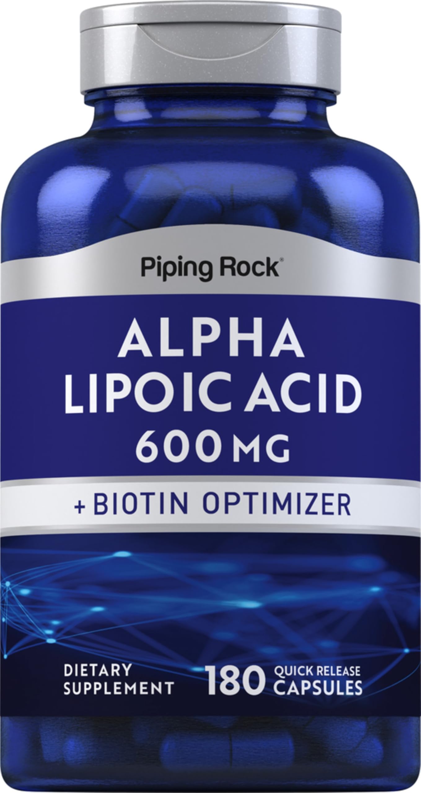 Piping Rock Alpha Lipoic Acid 600mg Quick Release Capsules front view