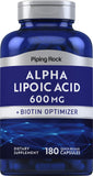 Piping Rock Alpha Lipoic Acid 600mg Quick Release Capsules front view