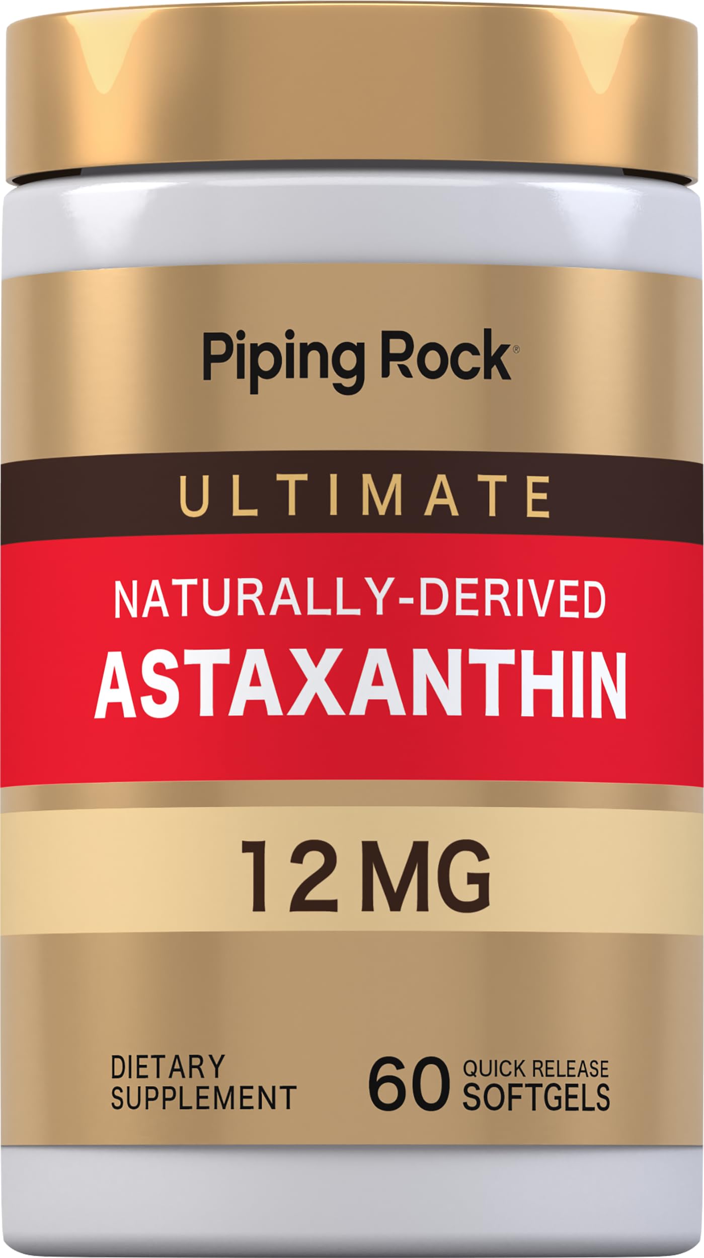 Piping Rock Astaxanthin 12 mg Quick Release Softgel front view