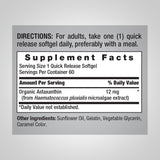Piping Rock Astaxanthin bottle with label details