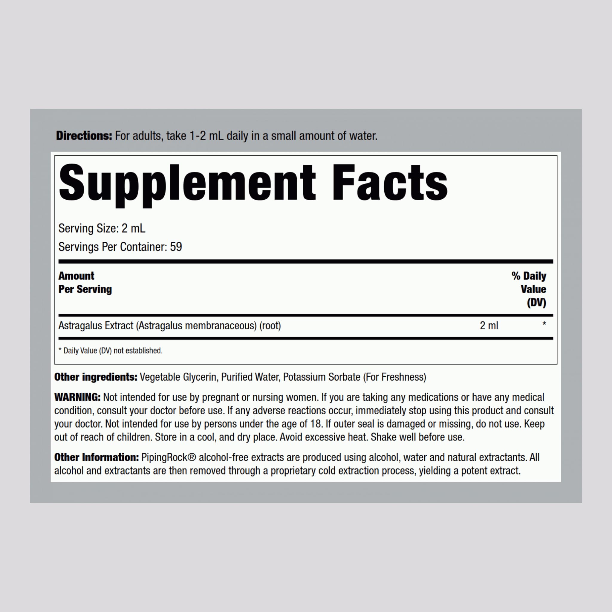 Piping Rock Astragalus Liquid Extract 276g packaging